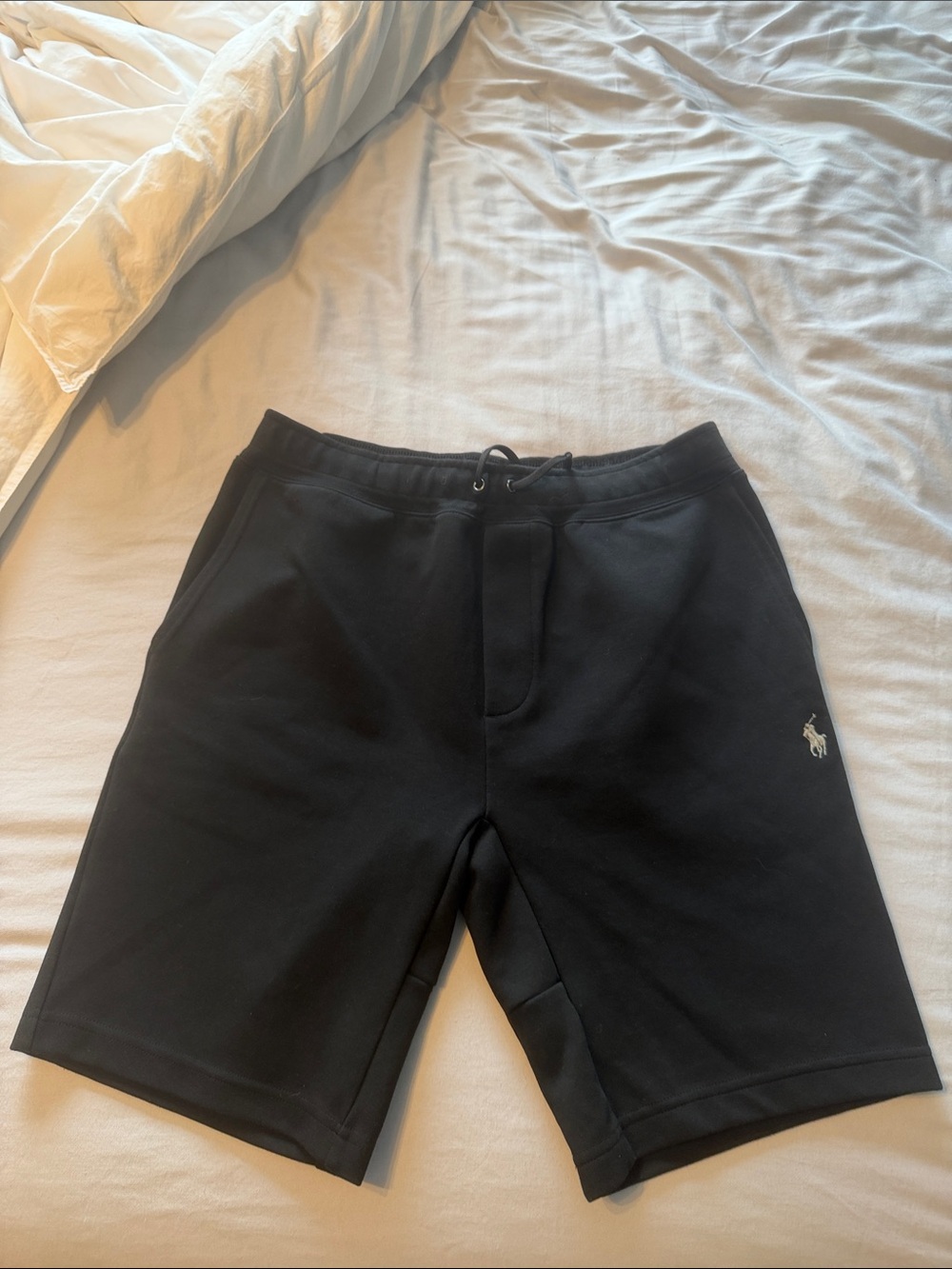 Polo by Ralph Lauren Black Athletic Knit Shorts with Silver Pony